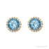Sapphire Row Natural Gemstone Halo Stud Earrings - Aquamarine, 14K Yellow Gold (view 2)