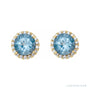 Sapphire Row Natural Gemstone Halo Stud Earrings - Aquamarine, 14K Yellow Gold (view 2)