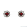 Sapphire Row Natural Gemstone Halo Stud Earrings - Mozambique Garnet, Platinum (view 2)