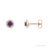 Sapphire Row Natural Gemstone Halo Stud Earrings - Amethyst, 14K Rose Gold