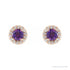 Sapphire Row Natural Gemstone Halo Stud Earrings - Amethyst, 14K Rose Gold (view 2)