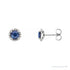 Sapphire Row Natural Gemstone Halo Stud Earrings - Blue Sapphire, Platinum