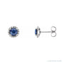 Sapphire Row Natural Gemstone Halo Stud Earrings - Blue Sapphire, Platinum