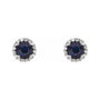 Sapphire Row Natural Gemstone Halo Stud Earrings - Blue Sapphire, Platinum (view 2)