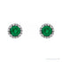 Sapphire Row Natural Gemstone Halo Stud Earrings - Emerald, 14K White Gold (view 2)