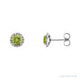 Sapphire Row Natural Gemstone Halo Stud Earrings - Peridot, 14K White Gold