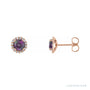 Sapphire Row Natural Gemstone Halo Stud Earrings - Alexandrite, 14K Rose Gold, 3.5 mm