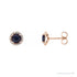 Sapphire Row Natural Gemstone Halo Stud Earrings - Blue Sapphire, 14K Rose Gold, 5 mm