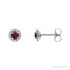Sapphire Row Natural Gemstone Halo Stud Earrings - Mozambique Garnet, 14K White Gold