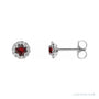 Sapphire Row Natural Gemstone Halo Stud Earrings - Mozambique Garnet, 14K White Gold
