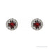 Sapphire Row Natural Gemstone Halo Stud Earrings - Mozambique Garnet, 14K White Gold (view 2)