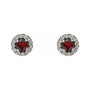 Sapphire Row Natural Gemstone Halo Stud Earrings - Mozambique Garnet, 14K White Gold (view 2)