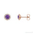 Sapphire Row Natural Gemstone Halo Stud Earrings - Amethyst, 14K Rose Gold, 4.5 mm