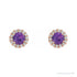 Sapphire Row Natural Gemstone Halo Stud Earrings - Amethyst, 14K Rose Gold, 4.5 mm (view 2)