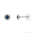 Sapphire Row Natural Gemstone Halo Stud Earrings - Blue Sapphire, Platinum, 3.5 mm
