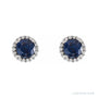 Sapphire Row Natural Gemstone Halo Stud Earrings - Blue Sapphire, Platinum, 3.5 mm (view 2)