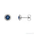 Sapphire Row Natural Gemstone Halo Stud Earrings - Blue Sapphire, Platinum, 4.5 mm