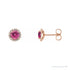 Sapphire Row Natural Gemstone Halo Stud Earrings - Pink Tourmaline, 14K Rose Gold