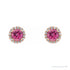 Sapphire Row Natural Gemstone Halo Stud Earrings - Pink Tourmaline, 14K Rose Gold (view 2)