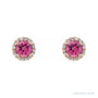 Sapphire Row Natural Gemstone Halo Stud Earrings - Pink Tourmaline, 14K Rose Gold (view 2)