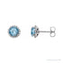 Sapphire Row Natural Gemstone Halo Stud Earrings - Aquamarine, Platinum