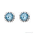 Sapphire Row Natural Gemstone Halo Stud Earrings - Aquamarine, Platinum (view 2)