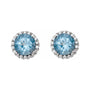 Sapphire Row Natural Gemstone Halo Stud Earrings - Aquamarine, Platinum (view 2)