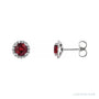 Sapphire Row Natural Gemstone Halo Stud Earrings - Ruby, 14K White Gold
