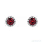 Sapphire Row Natural Gemstone Halo Stud Earrings - Ruby, 14K White Gold (view 2)