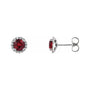 Sapphire Row Natural Gemstone Halo Stud Earrings - Ruby, Platinum
