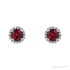 Sapphire Row Natural Gemstone Halo Stud Earrings - Ruby, Platinum (view 2)
