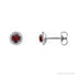 Sapphire Row Natural Gemstone Halo Stud Earrings - Mozambique Garnet, 14K White Gold, 4 mm
