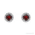 Sapphire Row Natural Gemstone Halo Stud Earrings - Mozambique Garnet, 14K White Gold, 4 mm (view 2)