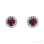 Sapphire Row Natural Gemstone Halo Stud Earrings - Mozambique Garnet, 14K White Gold, 4 mm (view 2)