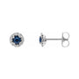 Sapphire Row Natural Gemstone Halo Stud Earrings - Blue Sapphire, 14K White Gold, 3.5 mm