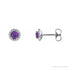 Sapphire Row Natural Gemstone Halo Stud Earrings - Amethyst, 14K White Gold