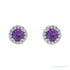 Sapphire Row Natural Gemstone Halo Stud Earrings - Amethyst, 14K White Gold (view 2)
