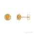 Sapphire Row Natural Gemstone Halo Stud Earrings - Citrine, 14K Yellow Gold