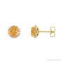 Sapphire Row Natural Gemstone Halo Stud Earrings - Citrine, 14K Yellow Gold