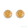 Sapphire Row Natural Gemstone Halo Stud Earrings - Citrine, 14K Yellow Gold (view 2)