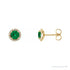 Sapphire Row Natural Gemstone Halo Stud Earrings - Emerald, 14K Yellow Gold