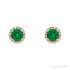Sapphire Row Natural Gemstone Halo Stud Earrings - Emerald, 14K Yellow Gold (view 2)
