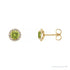 Sapphire Row Natural Gemstone Halo Stud Earrings - Peridot, 14K Yellow Gold