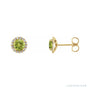 Sapphire Row Natural Gemstone Halo Stud Earrings - Peridot, 14K Yellow Gold