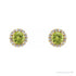Sapphire Row Natural Gemstone Halo Stud Earrings - Peridot, 14K Yellow Gold (view 2)
