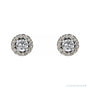 Sapphire Row Natural Gemstone Halo Stud Earrings - White Sapphire, Platinum (view 2)