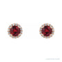 Sapphire Row Natural Gemstone Halo Stud Earrings - Ruby, 14K Rose Gold (view 2)