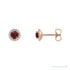 Sapphire Row Natural Gemstone Halo Stud Earrings - Mozambique Garnet, 14K Rose Gold, 4 mm