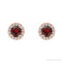 Sapphire Row Natural Gemstone Halo Stud Earrings - Mozambique Garnet, 14K Rose Gold, 4 mm (view 2)