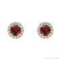 Sapphire Row Natural Gemstone Halo Stud Earrings - Mozambique Garnet, 14K Rose Gold, 4 mm (view 2)